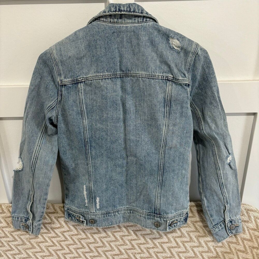 Old Navy Women's Distressed Denim Jean Jacket Size XS - Picture 6 of 7